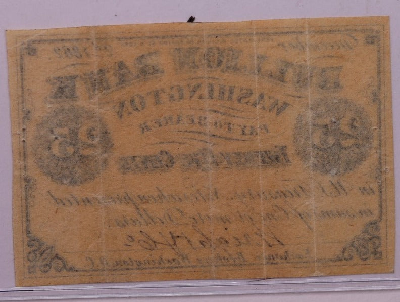 1862 25 Cents, BULLION BANK., WASHINGTON D.C., STORE