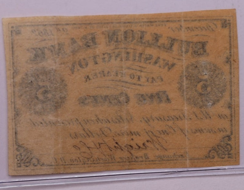1862 5 Cents, BULLION BANK., WASHINGTON D.C., STORE