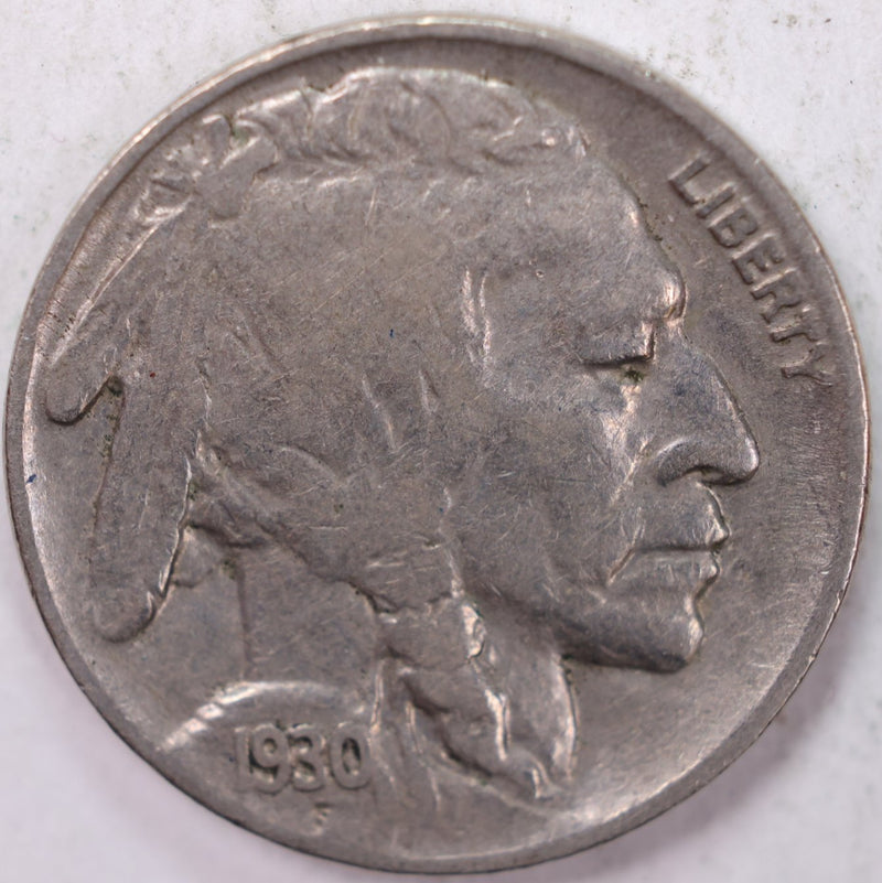 1930 Buffalo Nickel, Very Good Circulated Coin, Store Sale