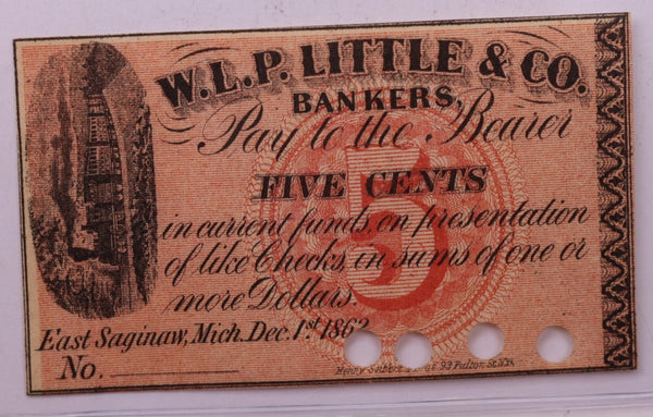 1862 5 Cents, W.L.P. Bankers., MICH., STORE #18548