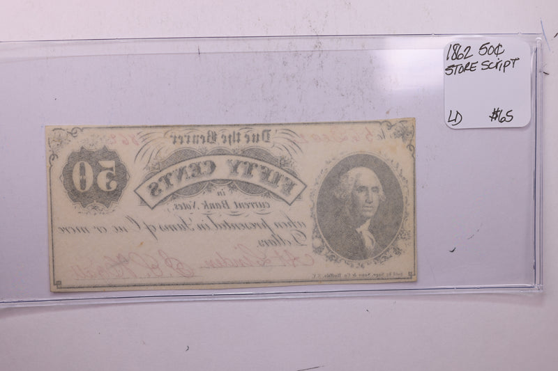 1862 50 Cents, Linden Script., STORE