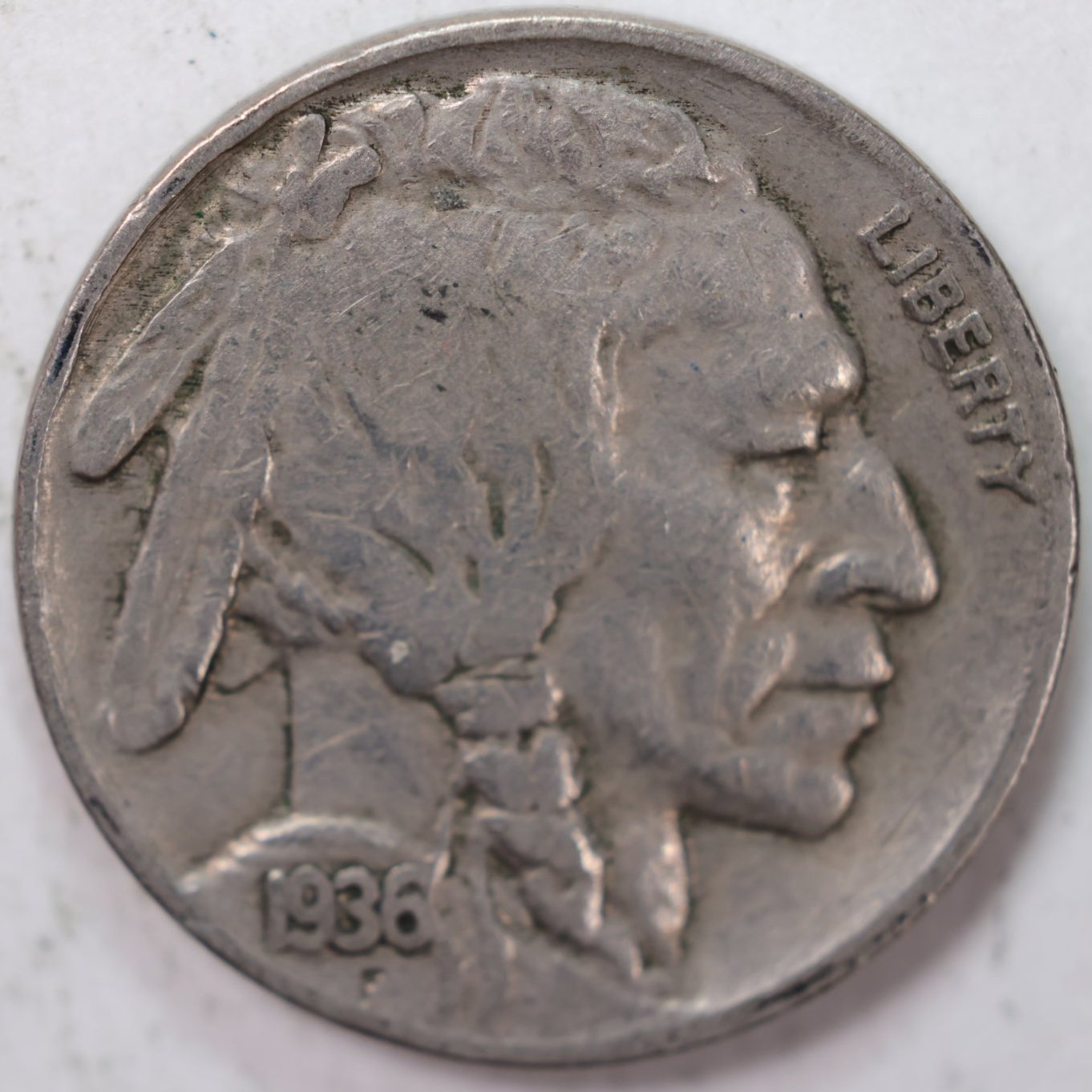 1936 Buffalo Nickel, Very Good Circulated Coin, Store Sale #N936.01