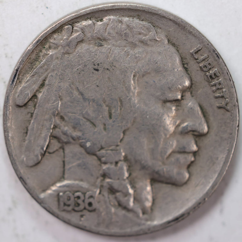 1936 Buffalo Nickel, Very Good Circulated Coin, Store Sale