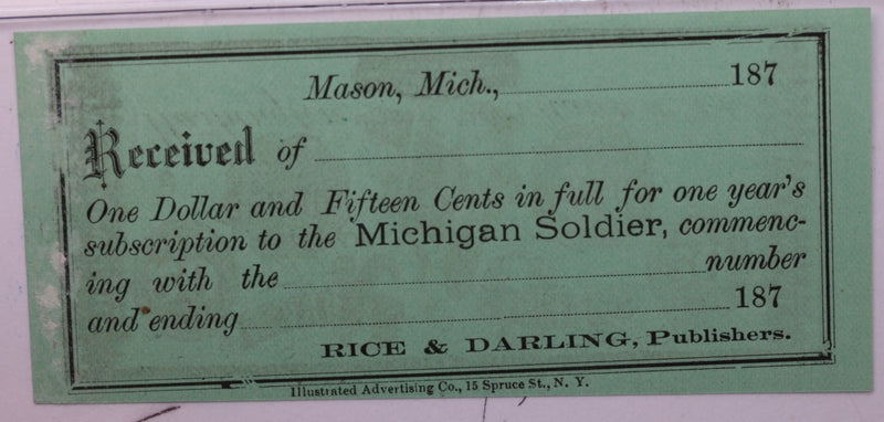 187_ $1.75, Michigan Soldier, Mason, MI., STORE
