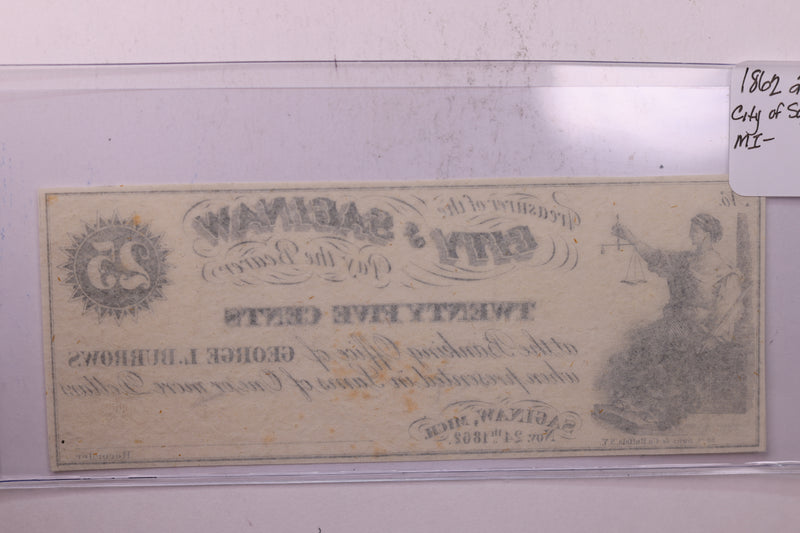 1862 25 Cent, City OF SAGINAW, MICHIGAN., STORE