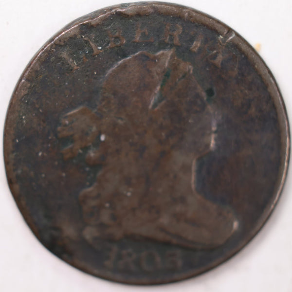 1803 Draped Bust Half Cent, Very Good Circulated Coin. Store #B803.01