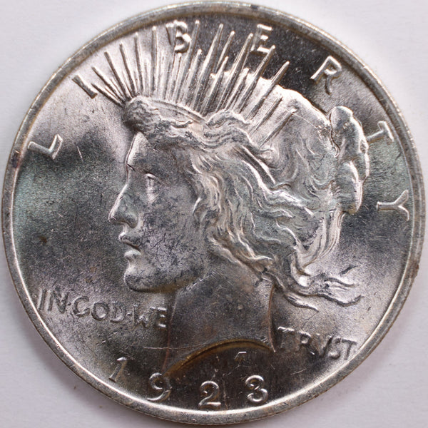 1923 Peace Dollar, Mint State Uncirculated Coin, Store #DR0726