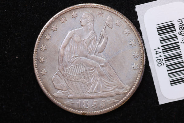 1855-O Seated Liberty Half Dollar, Affordable Collectible Circulated Coin, Store #14186