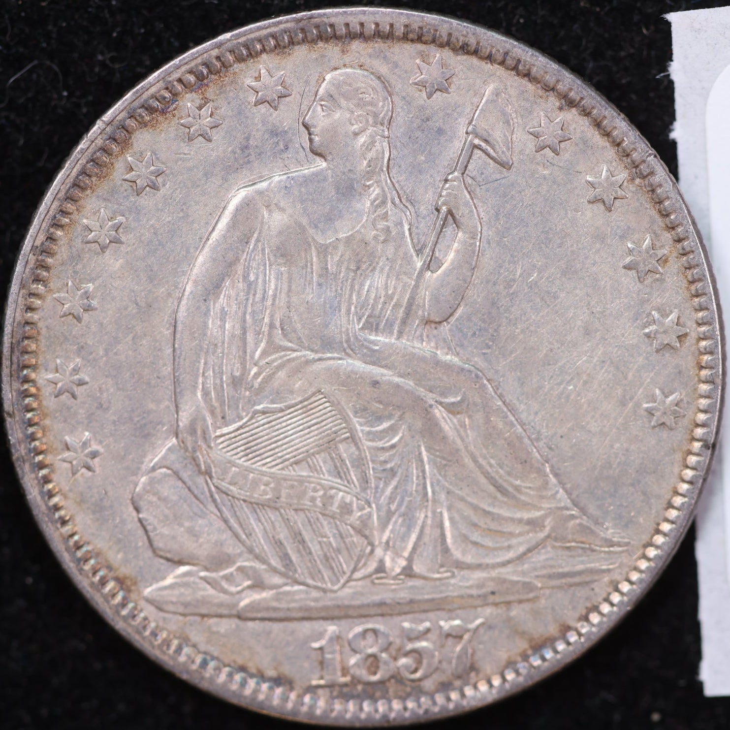 1857 Liberty Seated Half Dollar, Extra Fine+ Circulated Coin, Store #HR1952