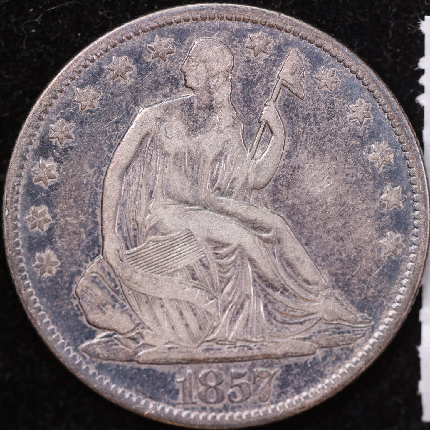 1857-O Seated Liberty Half Dollar, Very Fine+ Circulated Coin, Store #HR1955