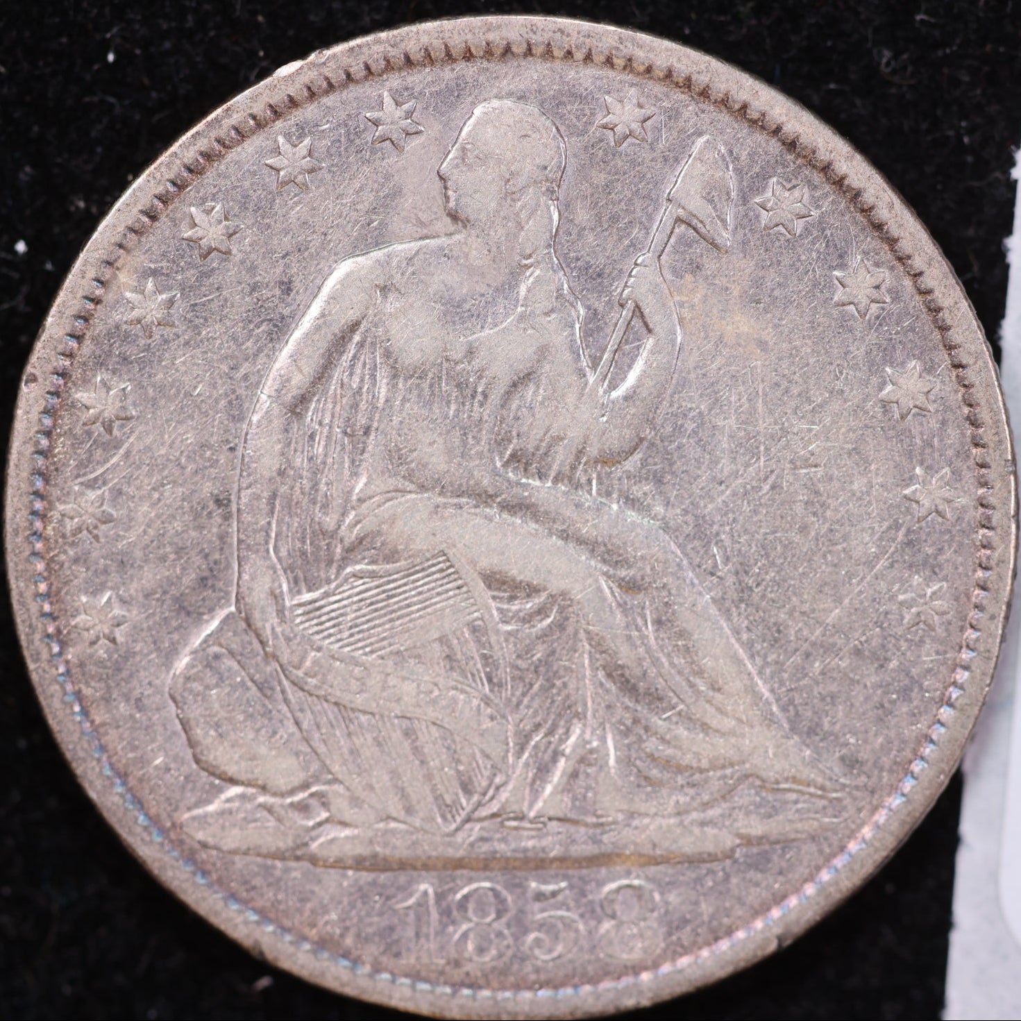 1858-O Liberty Seated Half Dollar, About Uncirculated Coin, Store #HR1960
