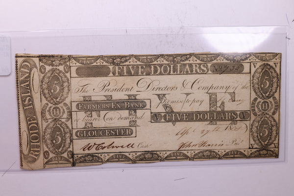 1808 $5, Farmers Exchange Bank., R.I., Store #18579