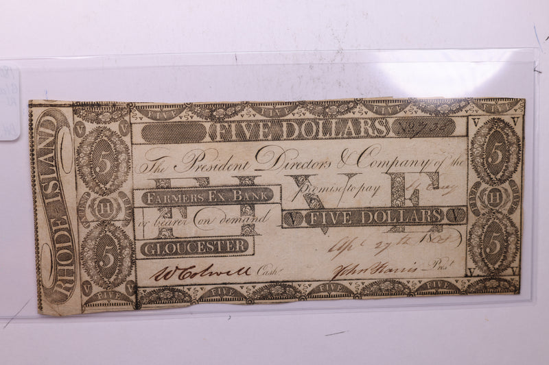 1808 $5, Farmers Exchange Bank., R.I., Store