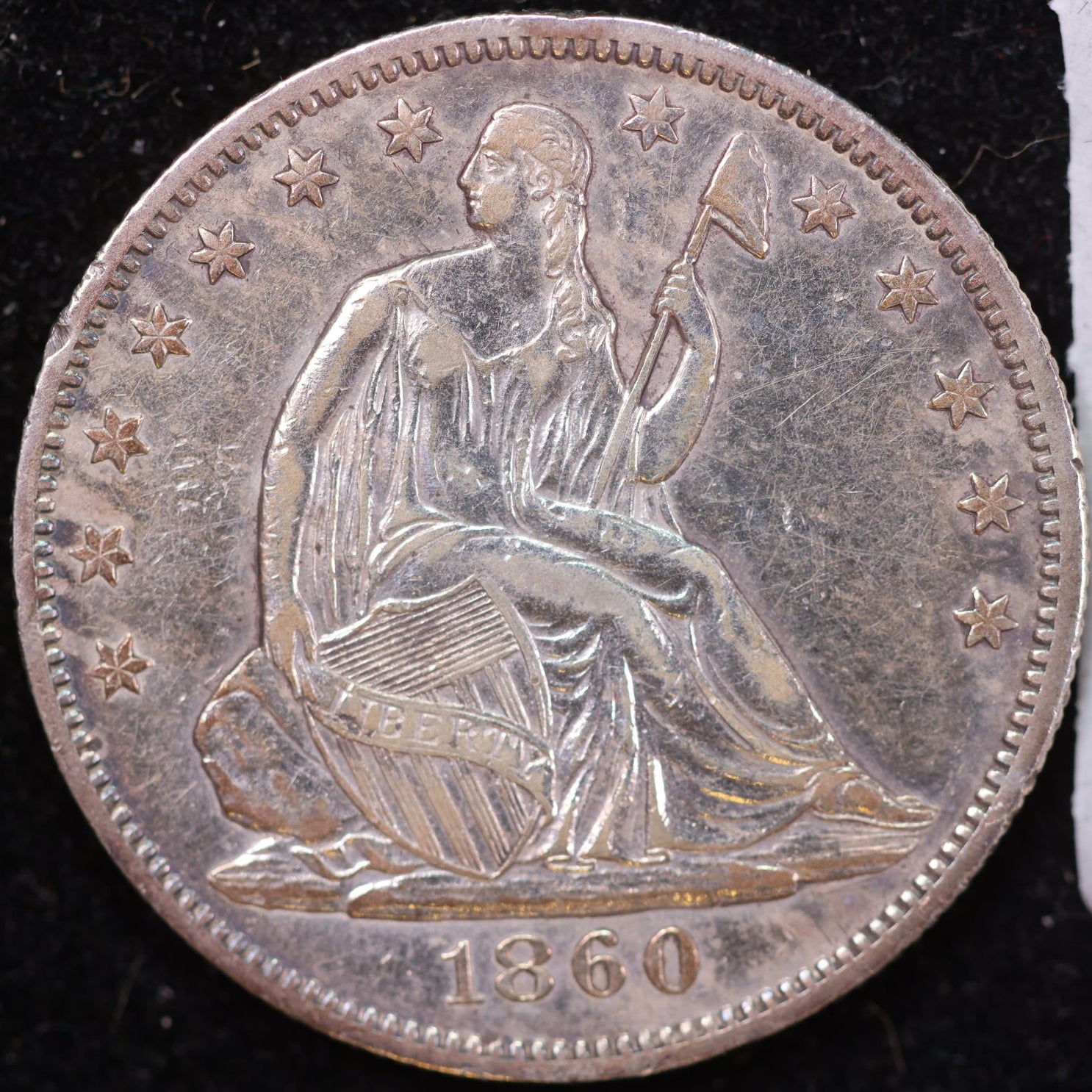 1860-O Liberty Seated Half Dollar, About Uncirculated Coin, Store #HR1968