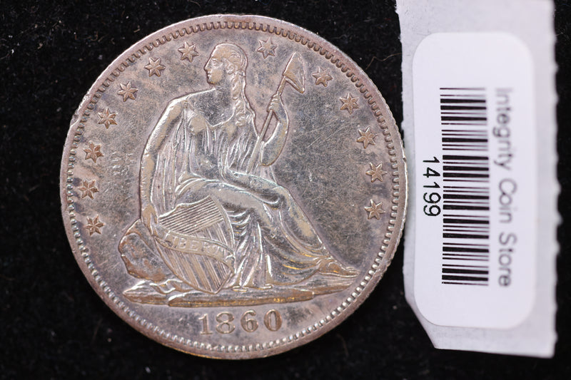 1860-O Seated Liberty Half Dollar, Affordable Collectible Circulated Coin, Store