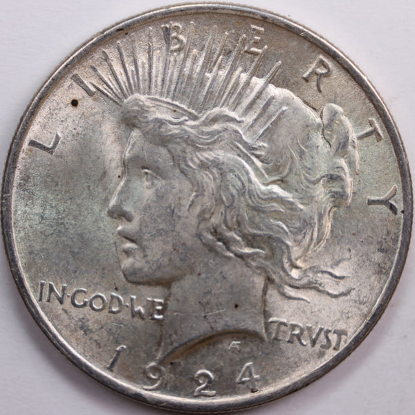 1924 Peace Dollar, Mint State Uncirculated Coin, Store #DR0711