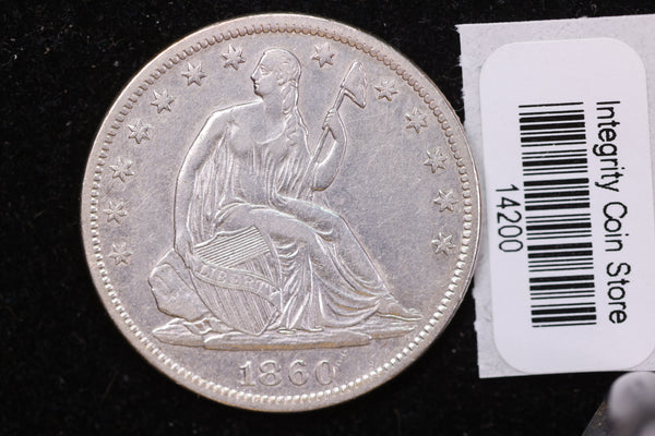 1860-S Seated Liberty Half Dollar, Affordable Collectible Circulated Coin, Store #14200