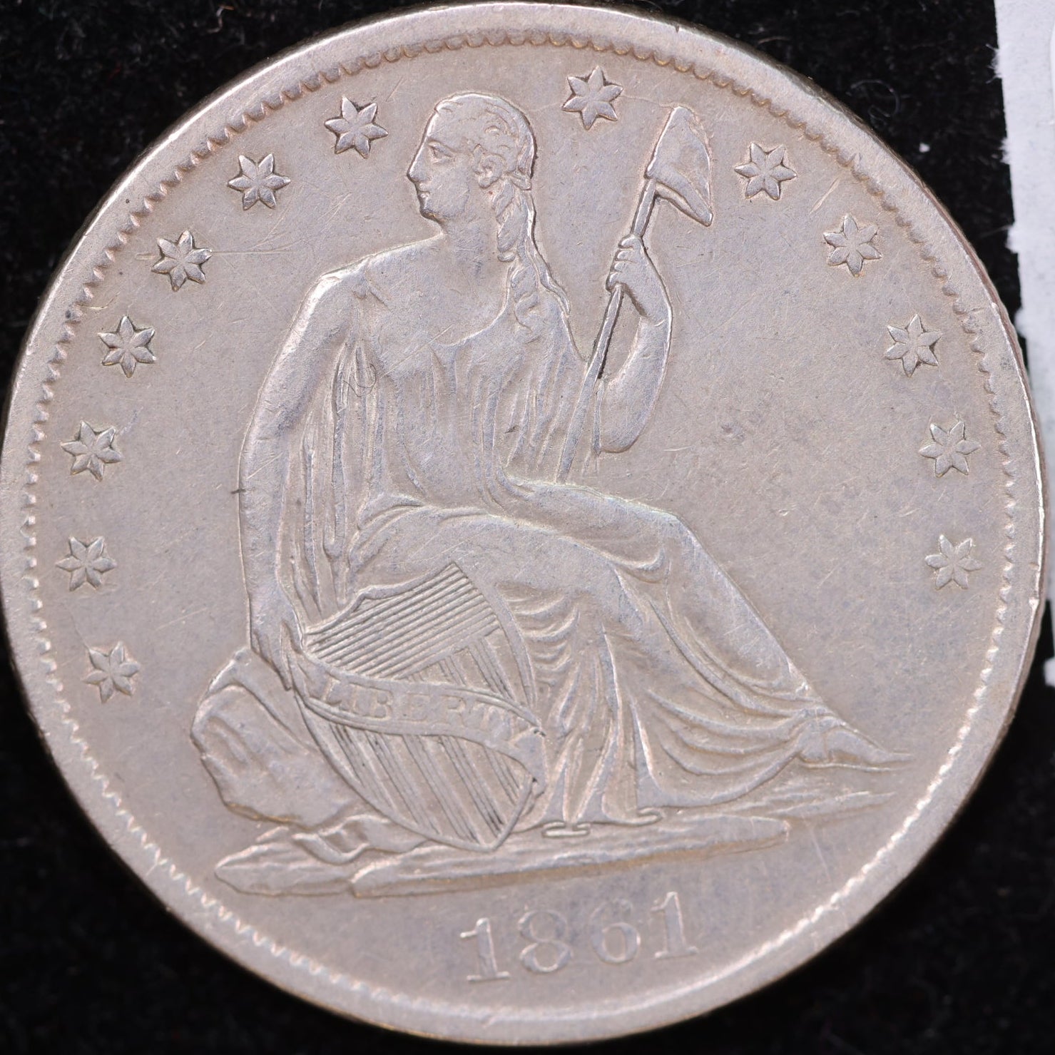 1861-S Liberty Seated Half Dollar, About Uncirculated Coin, Store #HR1971