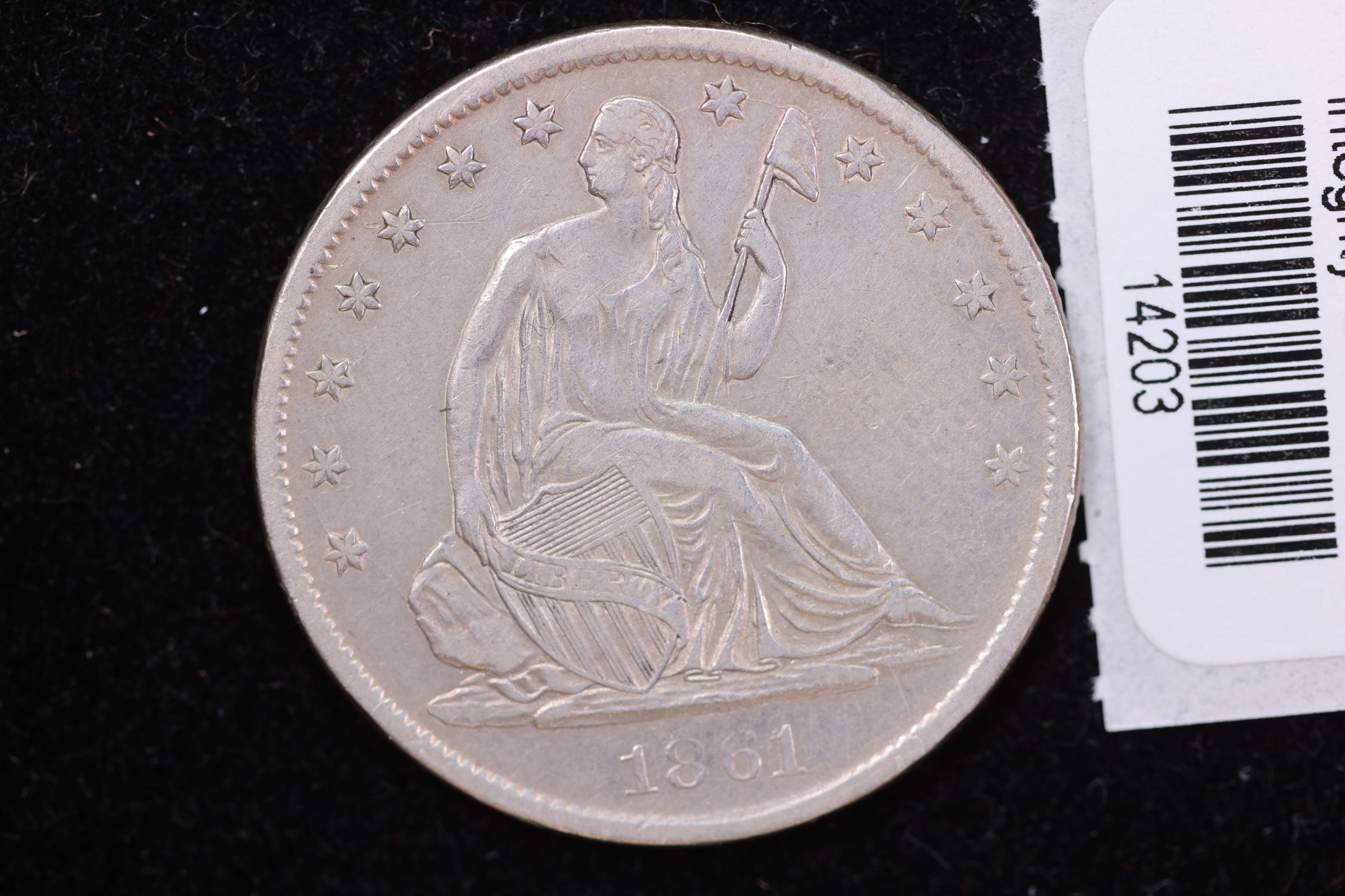 1861-S Seated Liberty Half Dollar, Affordable Collectible Circulated Coin, Store #14203