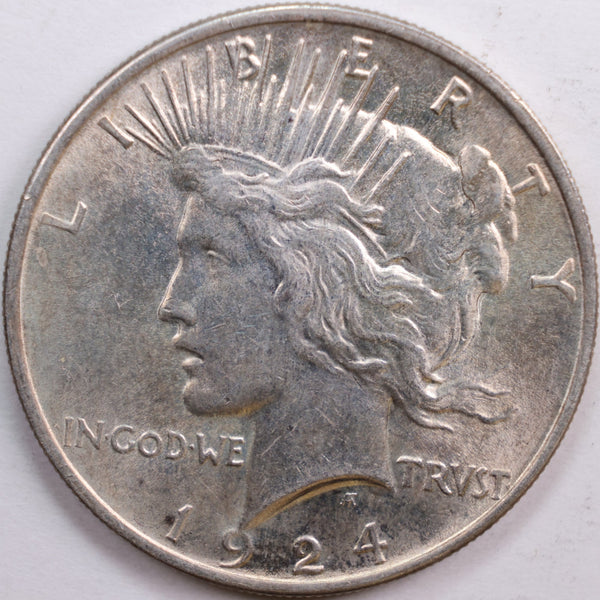 1924 Peace Dollar, Mint State Uncirculated Coin, Store #DR0707