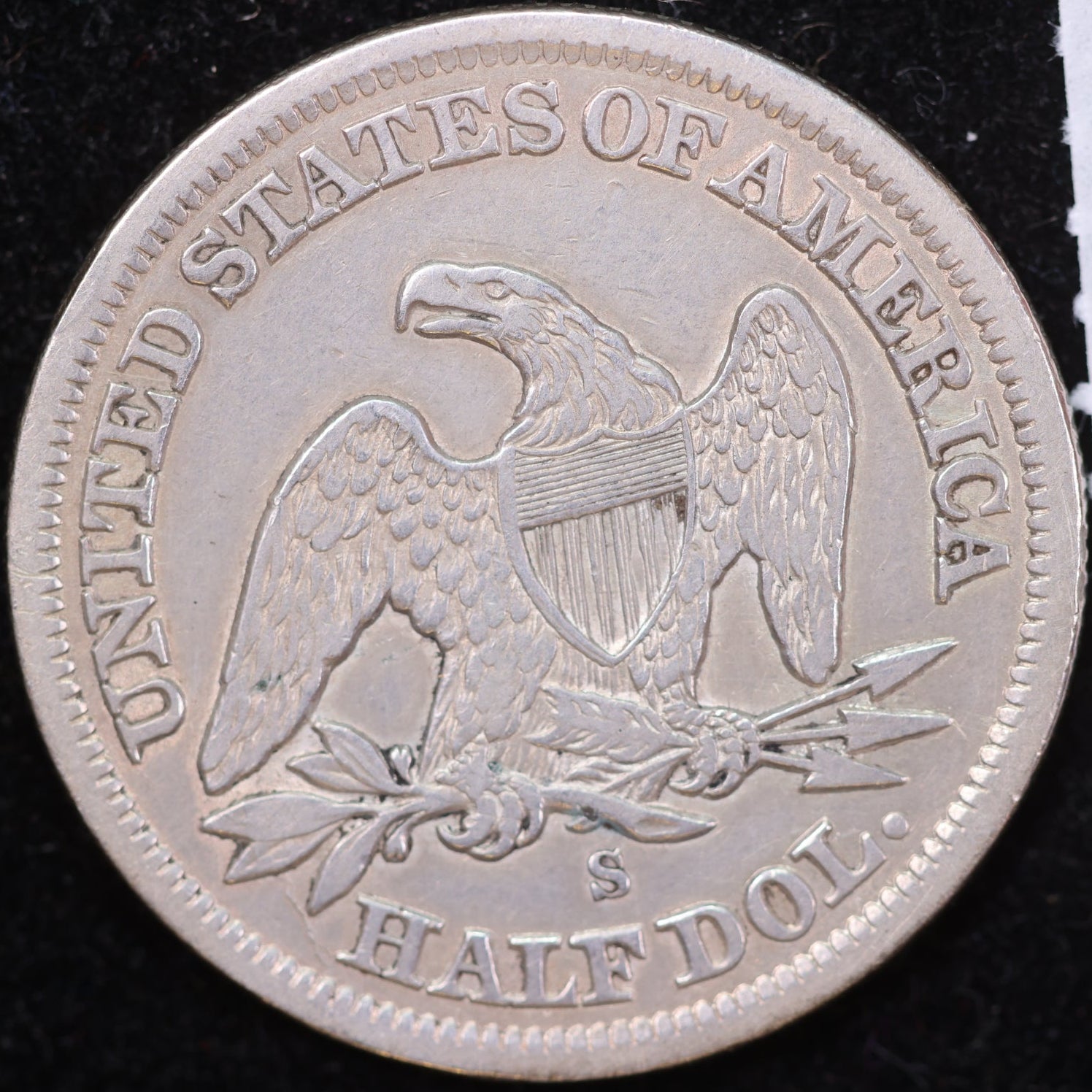 1861-S Liberty Seated Half Dollar, About Uncirculated Coin, Store #HR1971
