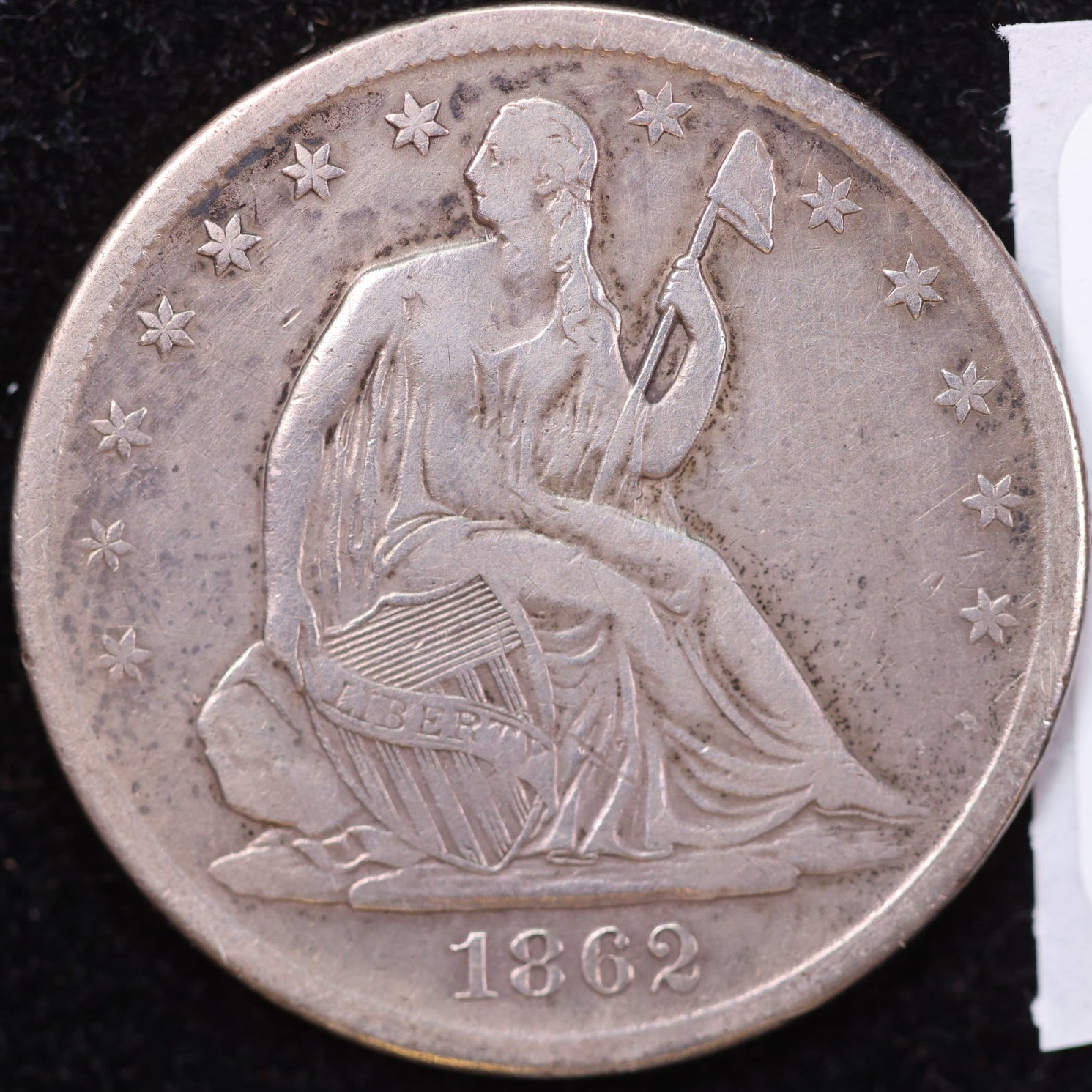 1862-S Liberty Seated Half Dollar, Very Fine Circulated Coin, Store #HR1974