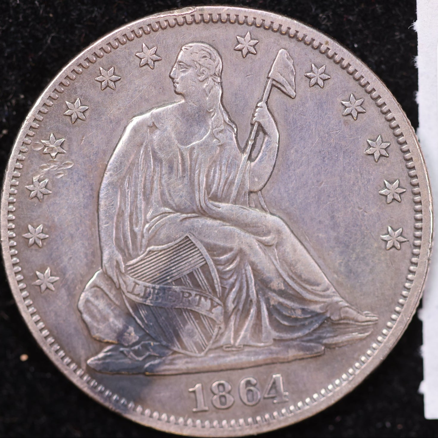1864 Liberty Seated Half Dollar, About Uncirculated Coin, Store #HR1977