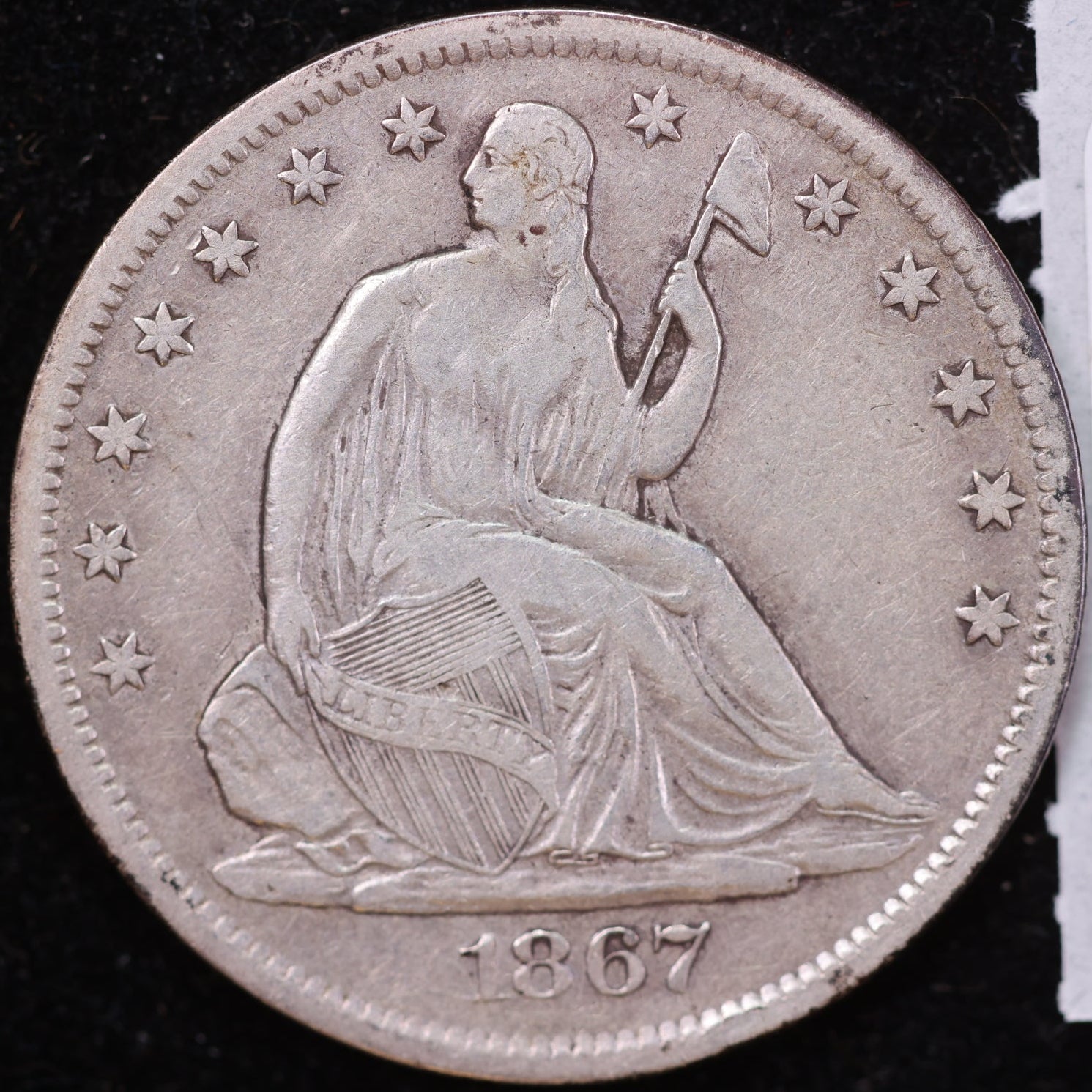 1867-S Liberty Seated Half Dollar, Extra Fine+ Circulated Coin, Store #HR1987