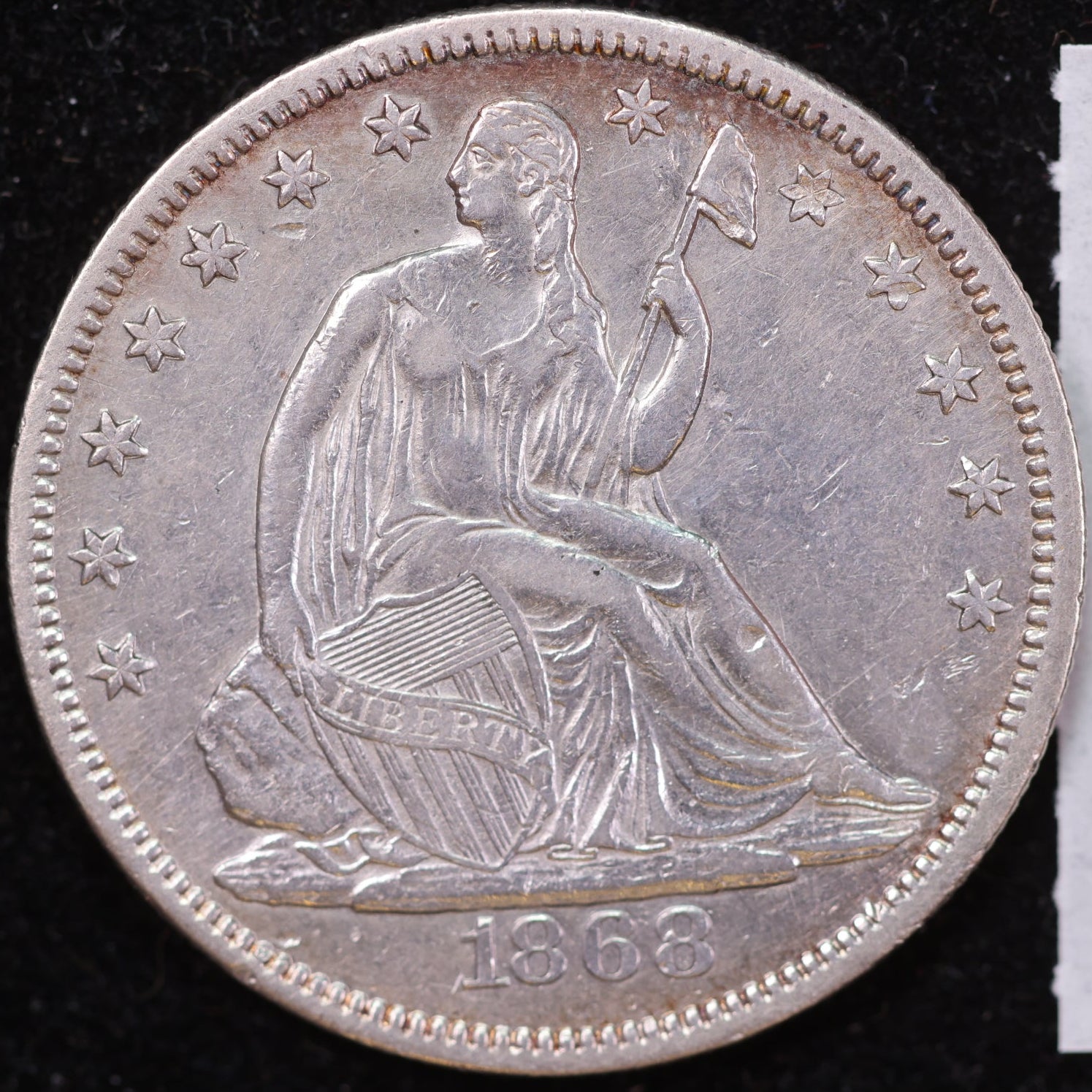 1868 Liberty Seated Half Dollar, Affordable Collectible Circulated Coin, Store #HR1988
