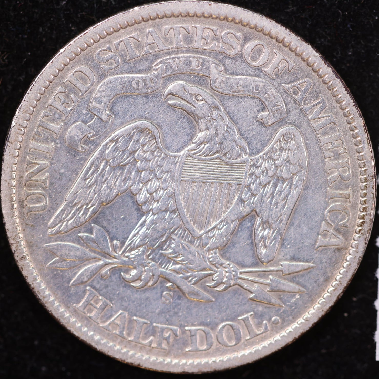 1868-S Liberty Seated Half Dollar, About Uncirculated Coin, Store #HR1989