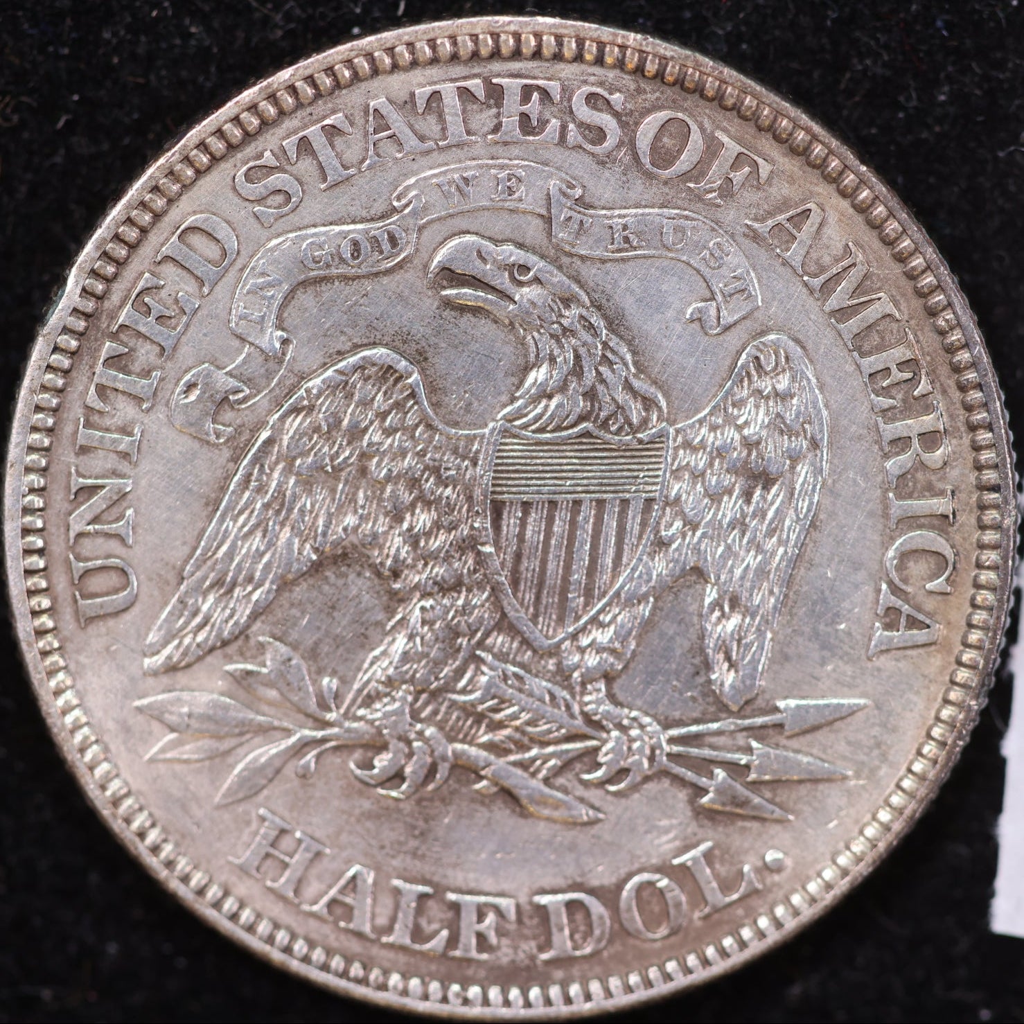 1869 Liberty Seated Half Dollar, About Uncirculated Coin, Store #HR1990