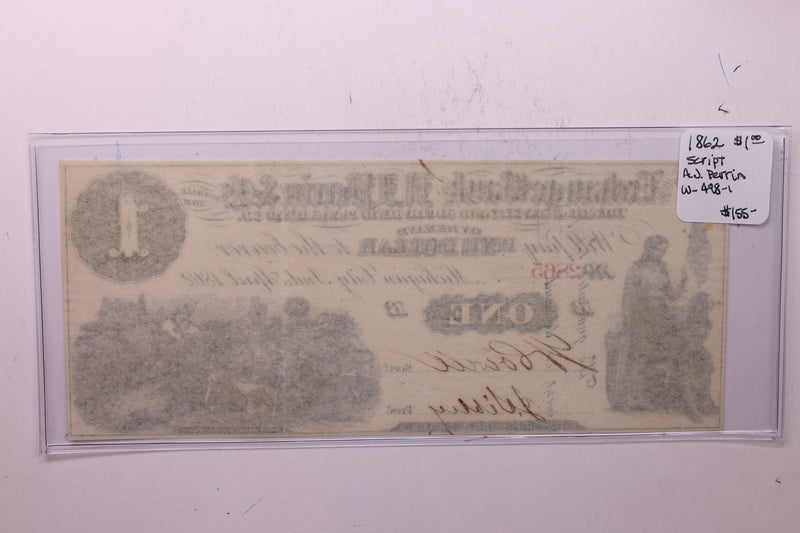 1862 $1, Exchange Bank of A.J. Perrin & CO., MICH., Store