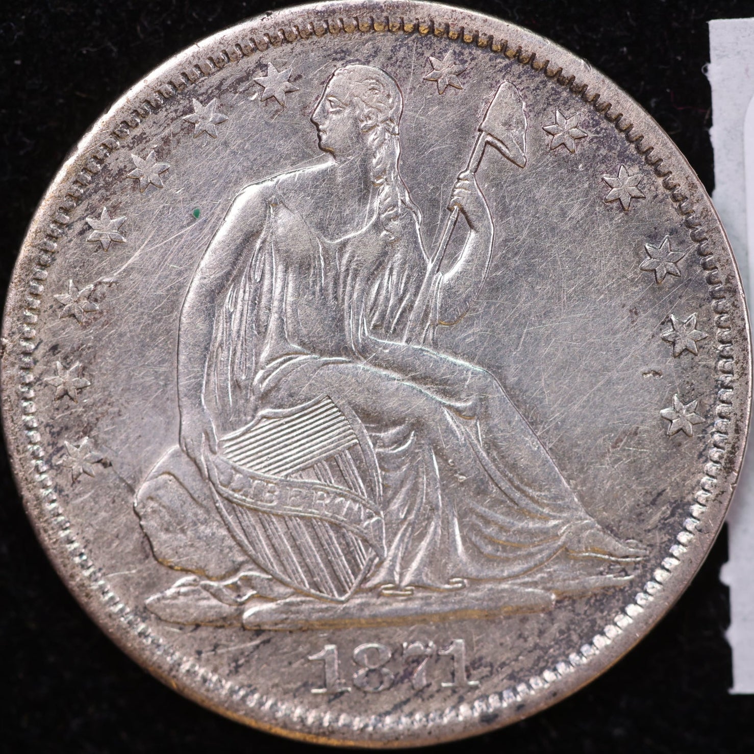 1871-S Liberty Seated Half Dollar, About Uncirculated Coin, Details, Store #HR2000