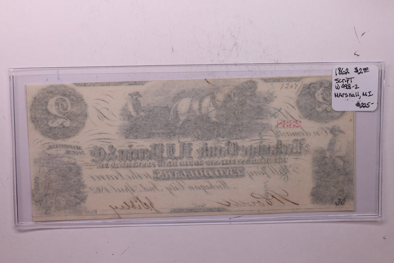 1862 $2, Exchange Bank., A.J. Perrin & Co., Ind., Store