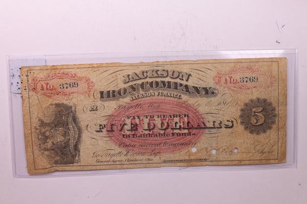 1869 $5, Jackson Iron Company., Fayette, Mich., Store #18605