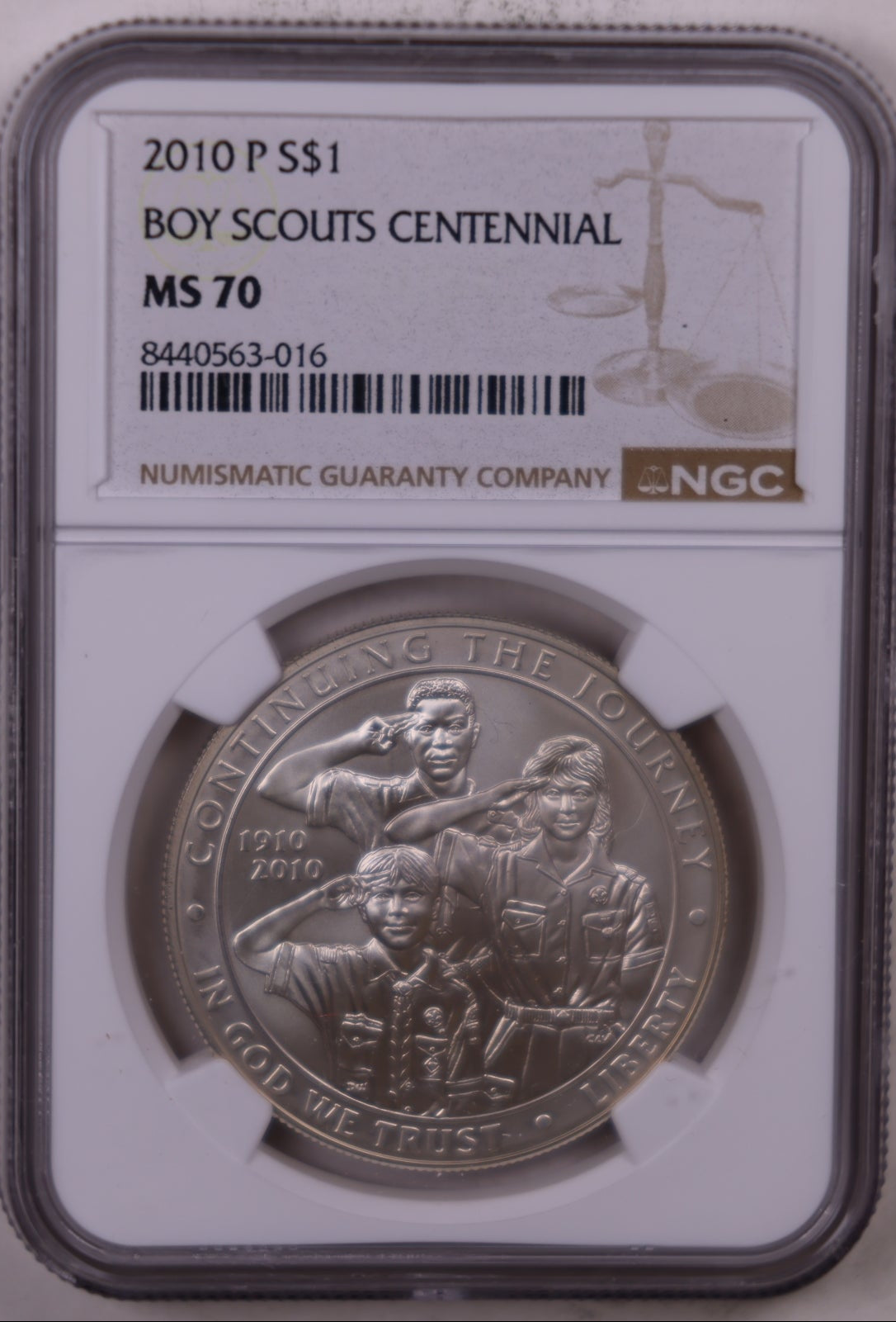 2010-P Boy Scouts Centennial Dollar, NGC MS-70, Store #GMC391