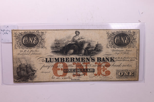 1857 $1, LUMBERMEN'S BANK., Grand Haven., Mich., Store #18607