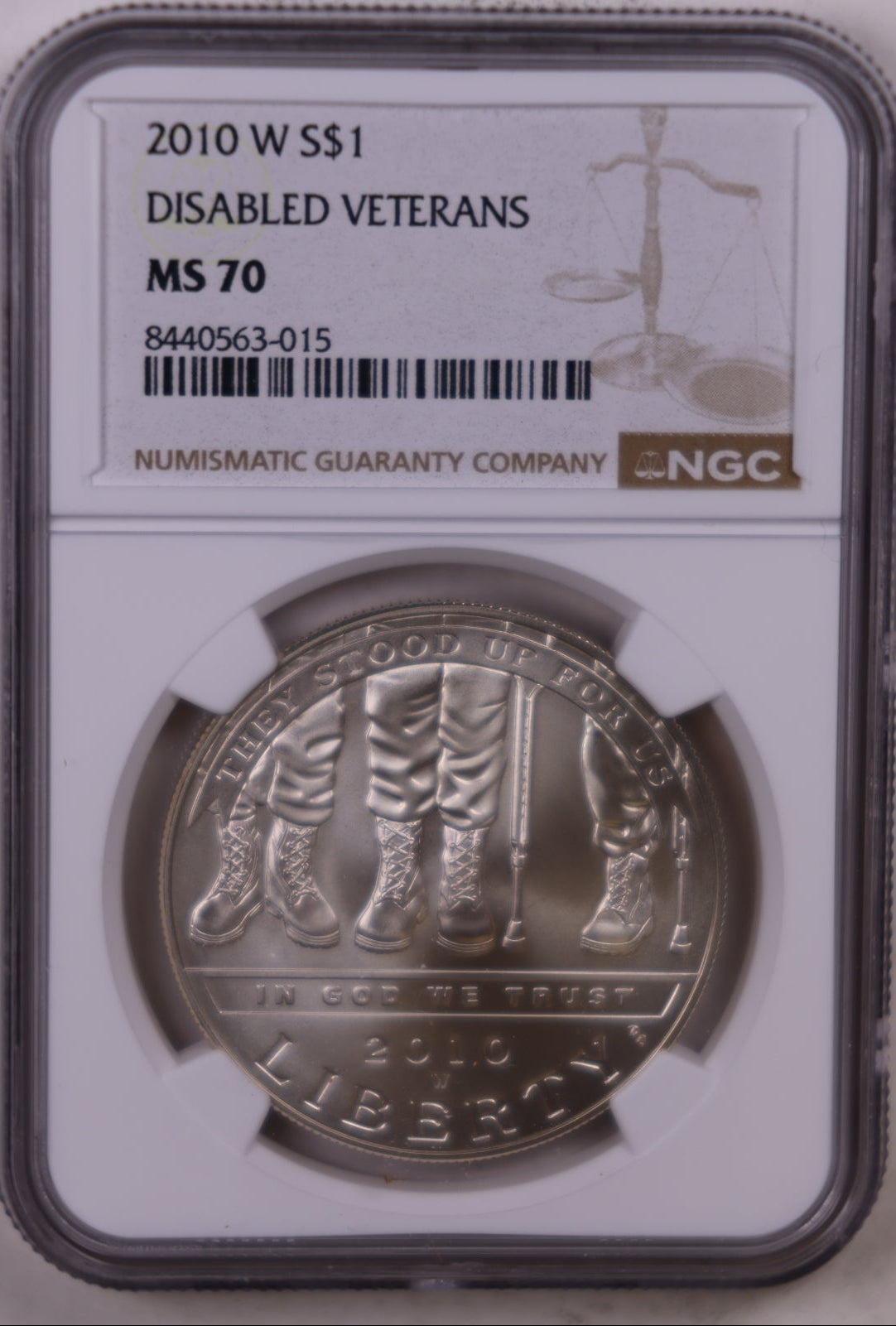 2010-W Disabled Veterans Dollar, NGC MS-70, Store #GMC392