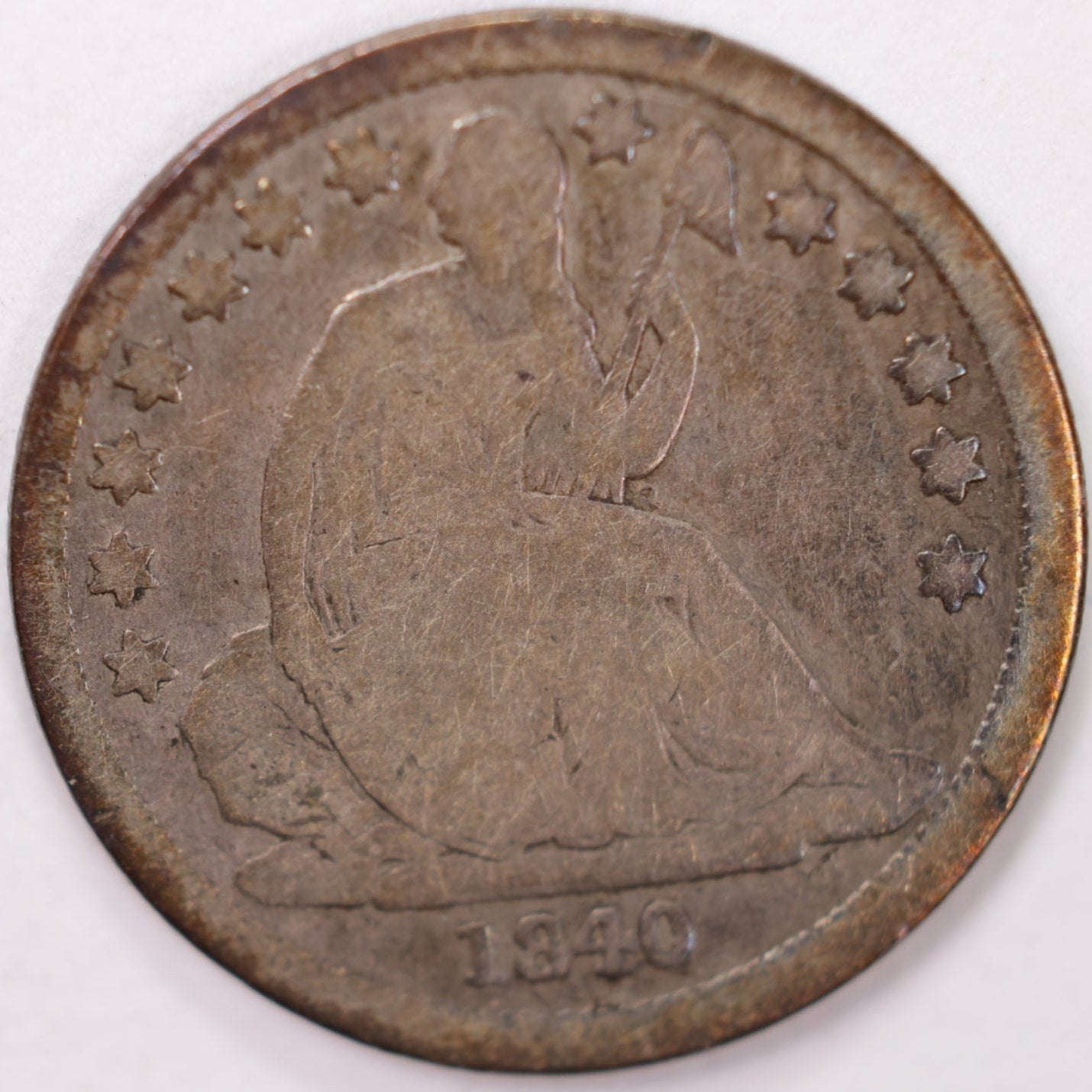 1840-O Seated Liberty Silver Dime, Very Good Circulated Coin, Store #d840N01