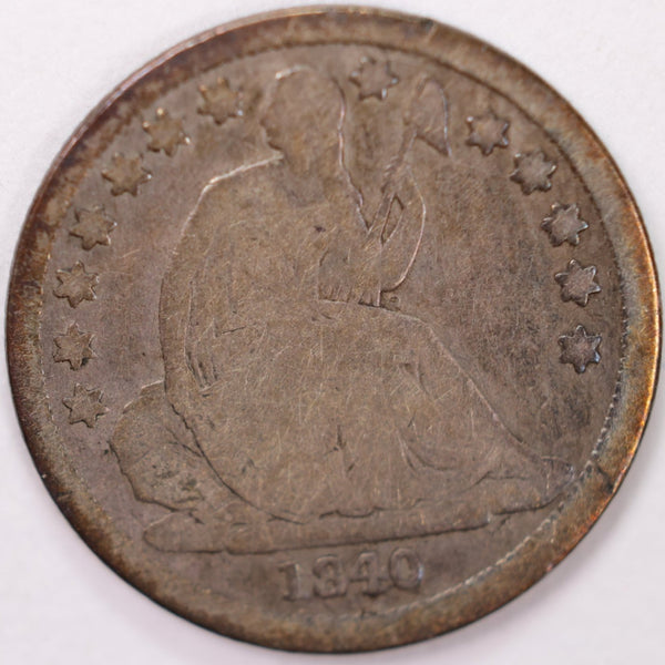1840-O Seated Liberty Silver Dime, Very Good Circulated Coin, Store #d840N01