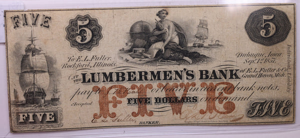 1857 $5, LUMBERMEN'S BANK., Grand Haven., Mich., Store #18610