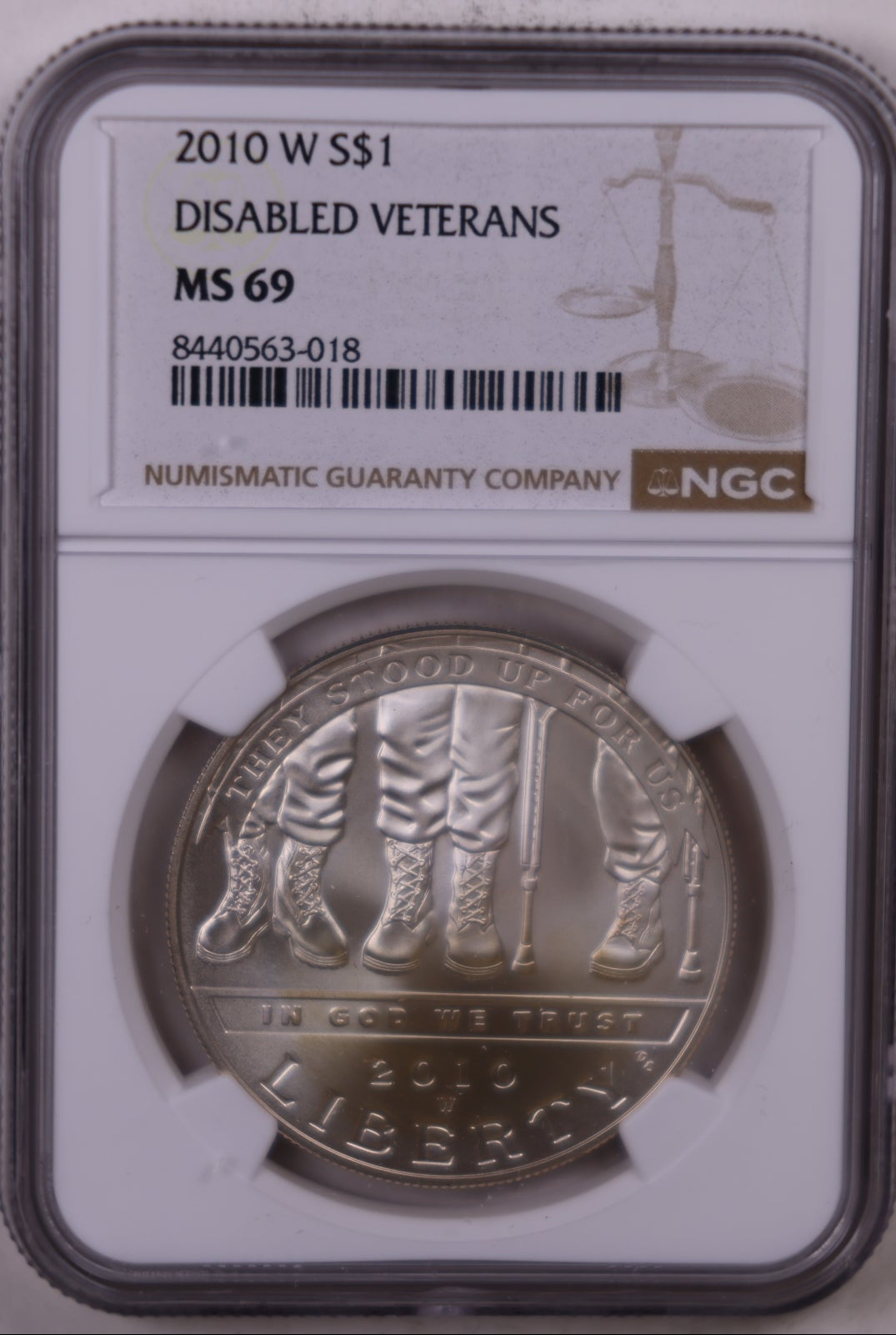 2010-W Disabled Veterans Dollar, NGC MS-69, Store #GMC393