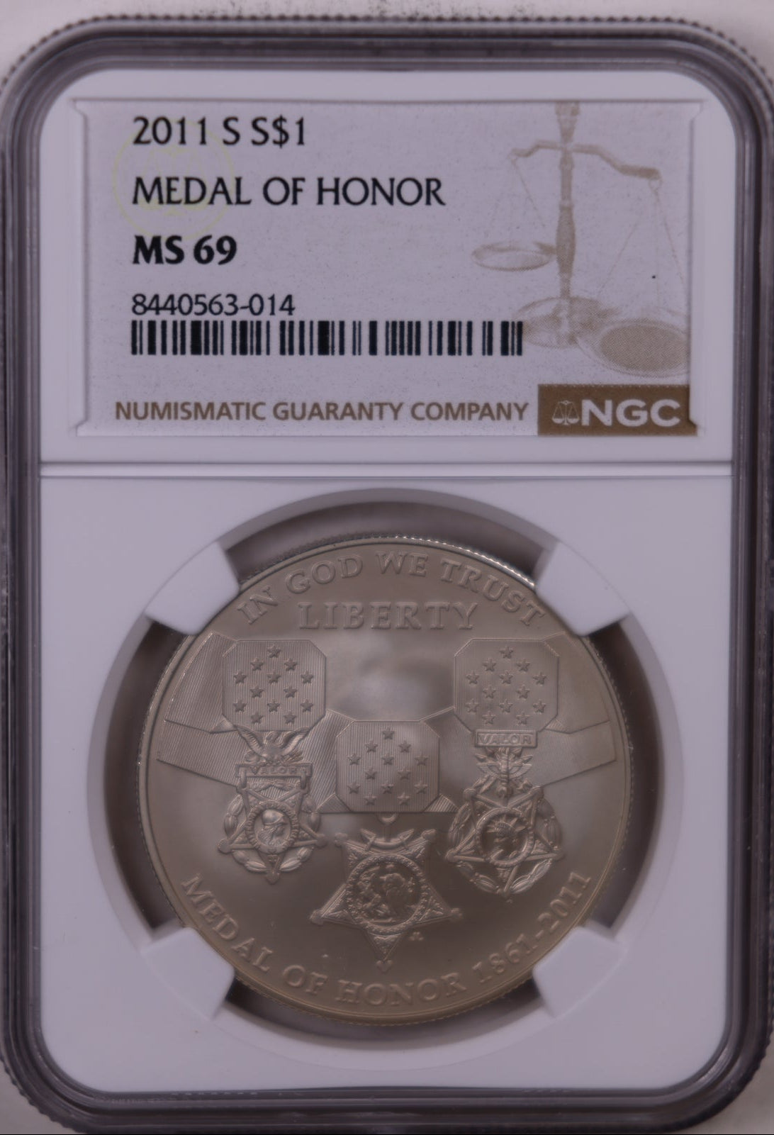 2011-S Medal of Honor Dollar, NGC MS-69, Store #GMC394