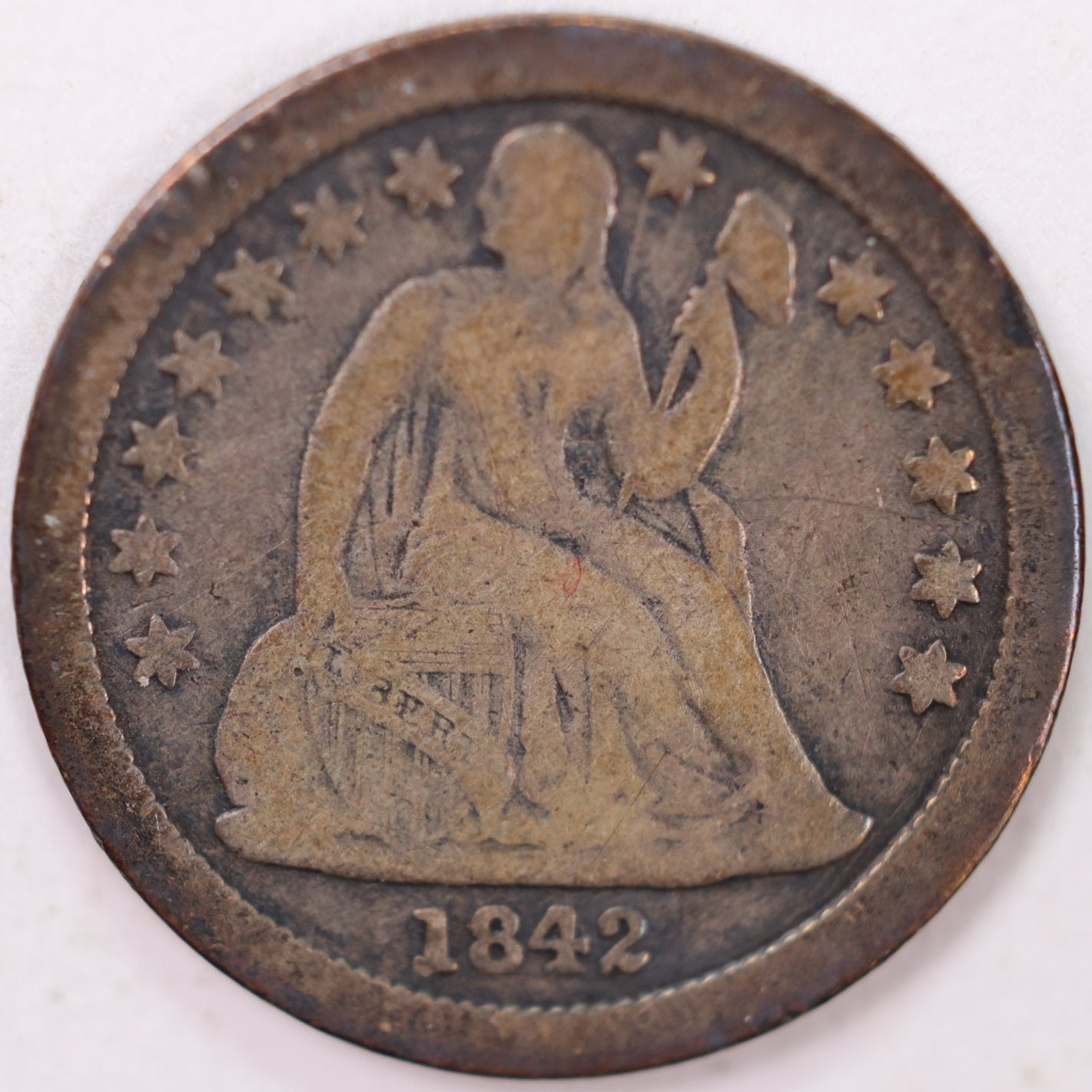 1842-O Seated Liberty Silver Dime, Very Good+ Circulated Coin, Store #d842N01