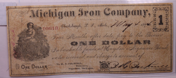1874 $1, Michigan Iron Co., Lake Superior, Mich., Store #18614