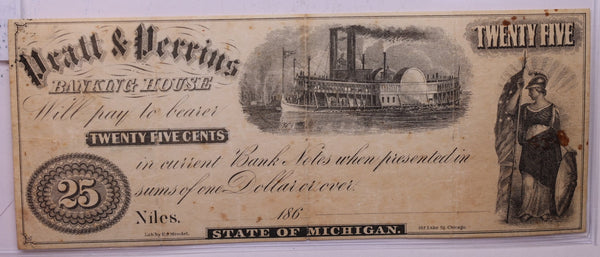 186_ 25 Cent, Pratt & Perrins Banking House., Niles, MI., Store #18615