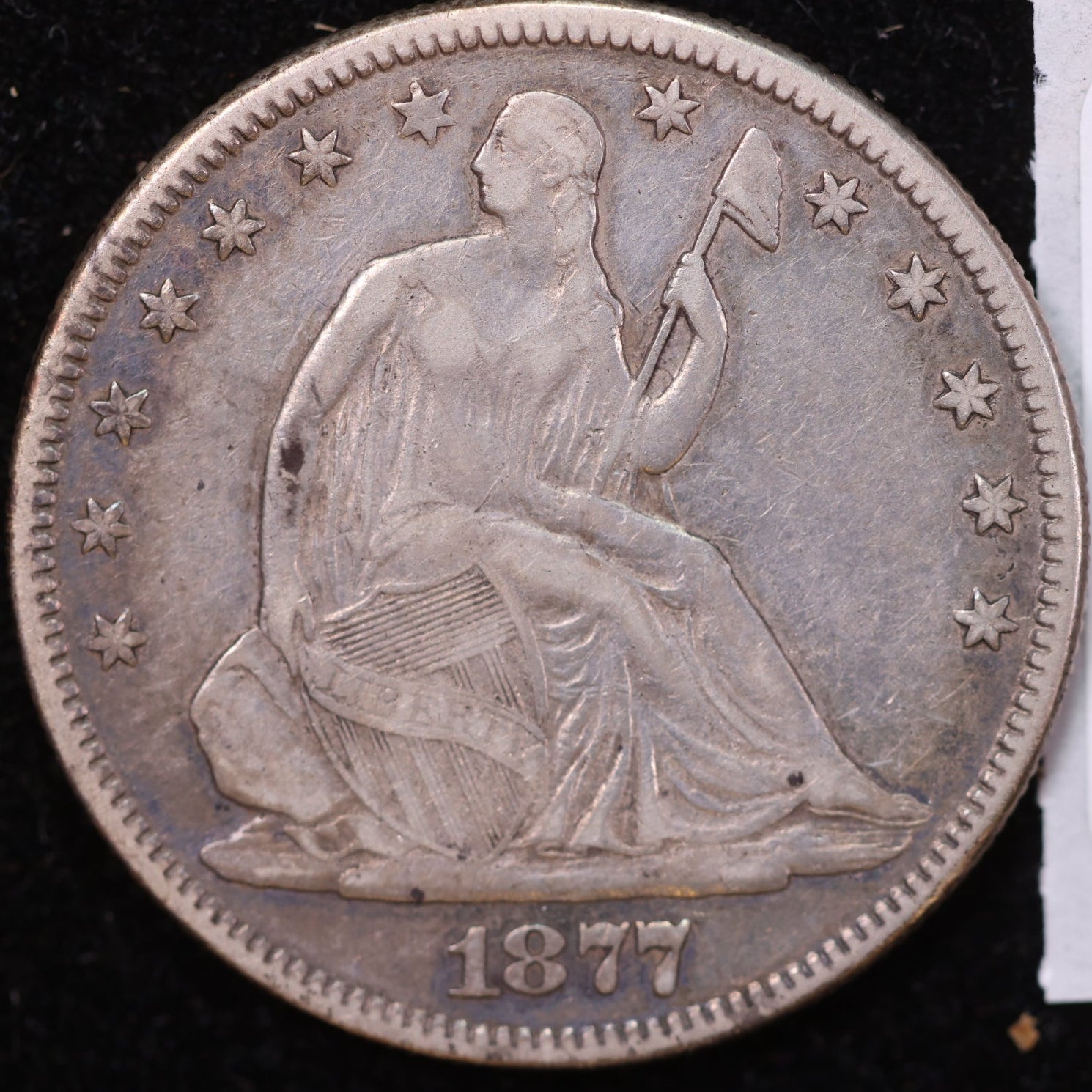 1877 Liberty Seated Half Dollar, Extra Fine+ Circulated Coin. Store #HR2016