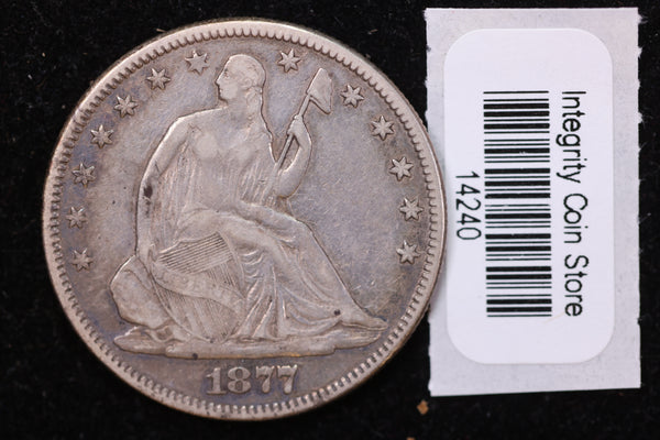 1877 Seated Liberty Half Dollar, Affordable Circulated Early Date. Store #14240