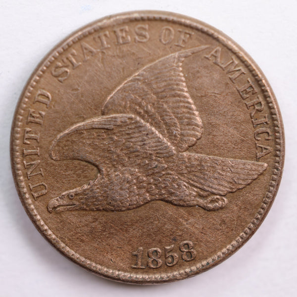1858 Flying Eagle Small Cent, Abt Uncirculated Coin, Store #CT0561