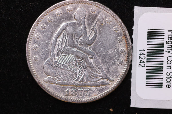 1877-S Seated Liberty Half Dollar, Affordable Circulated Early Date. Store #14242
